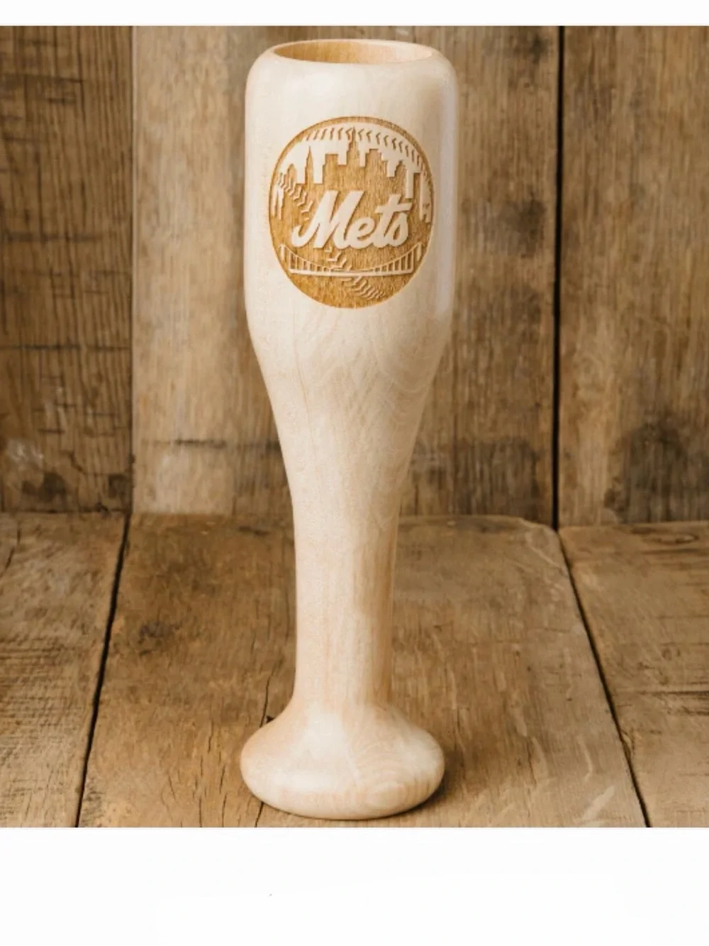 New York Mets Wined Up Wooden Engraved Mini Bat Wine Glass